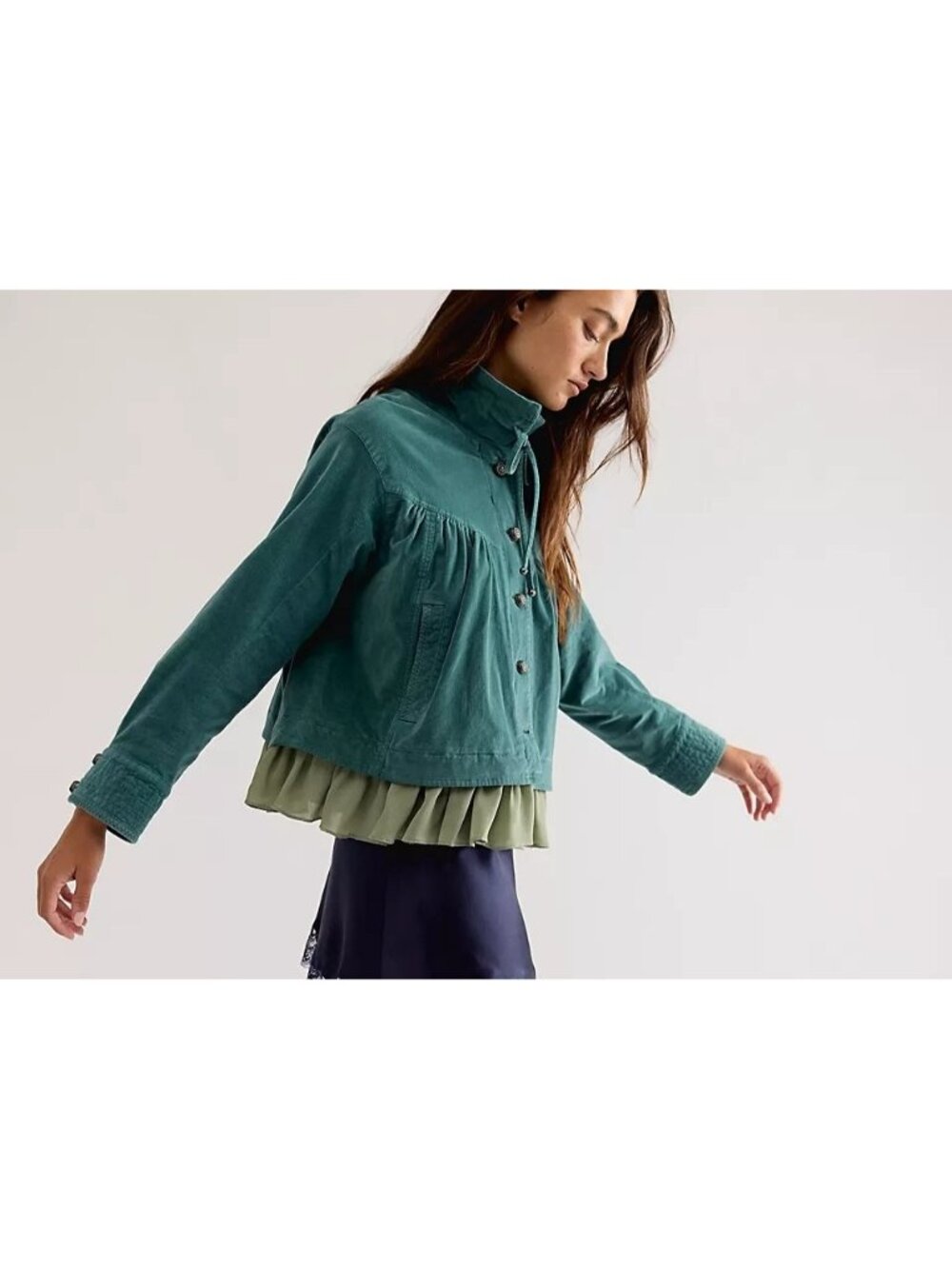 Free People Novina Velvet Jacket Boho Chic Ethereal Utility Vintage Womens S - Picture 9 of 9